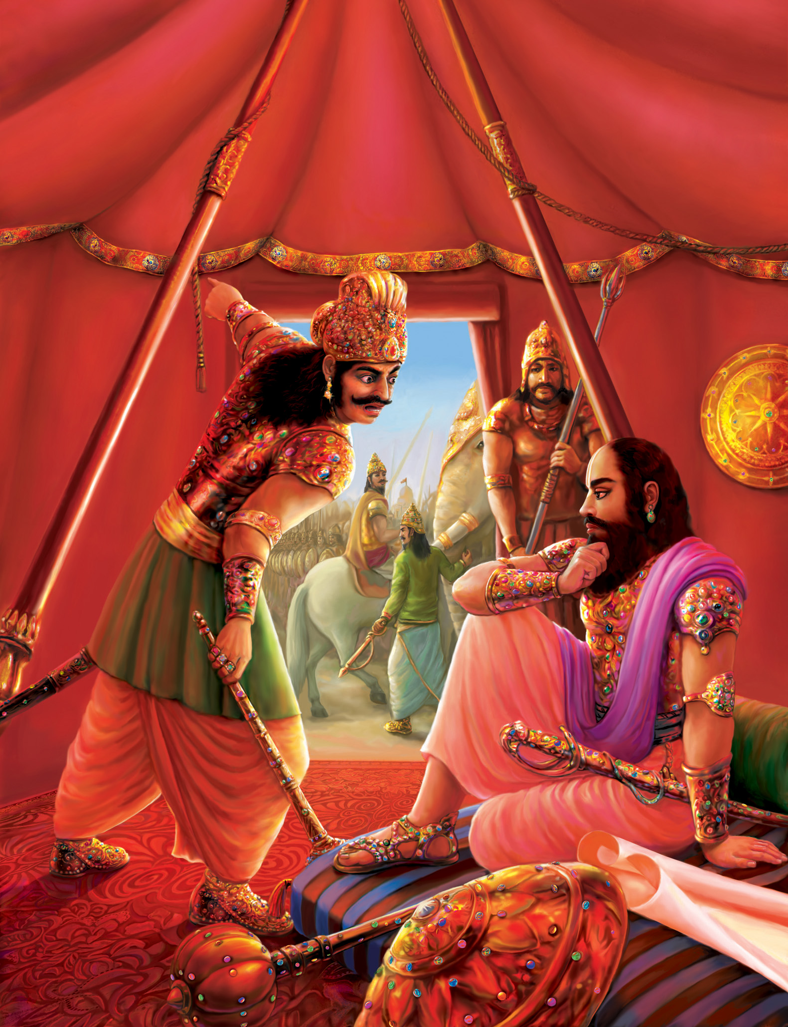 Dronacarya is pointing out the two armies to Duryodhana.